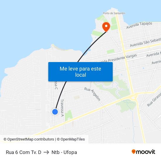 Rua 6 Com Tv. D to Ntb - Ufopa map