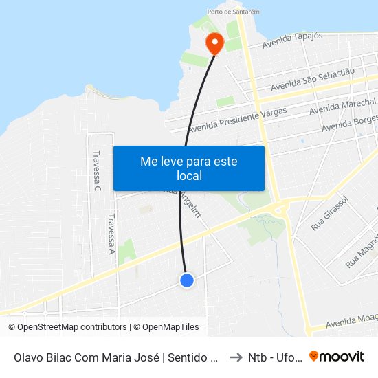 Olavo Bilac Com Maria José | Sentido Leste to Ntb - Ufopa map