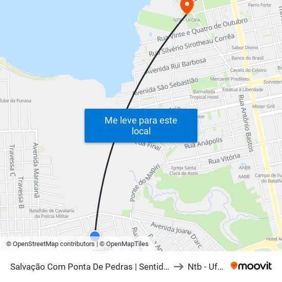 Salvação Com Ponta De Pedras | Sentido Norte to Ntb - Ufopa map