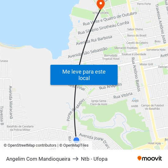 Angelim Com Mandioqueira to Ntb - Ufopa map