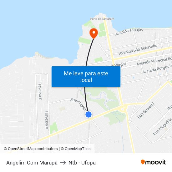 Angelim Com Marupã to Ntb - Ufopa map