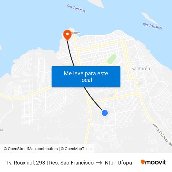 Tv. Rouxinol, 298 | Res. São Francisco to Ntb - Ufopa map