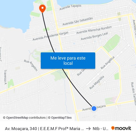 Av. Moaçara, 340 | E.E.E.M.F Profª Maria Uchôa Martins to Ntb - Ufopa map