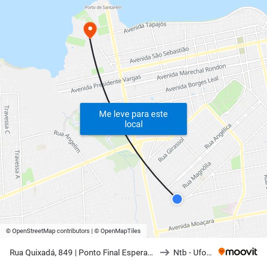 Rua Quixadá, 849 | Ponto Final Esperança to Ntb - Ufopa map