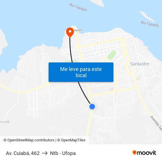 Av. Cuiabá, 462 to Ntb - Ufopa map