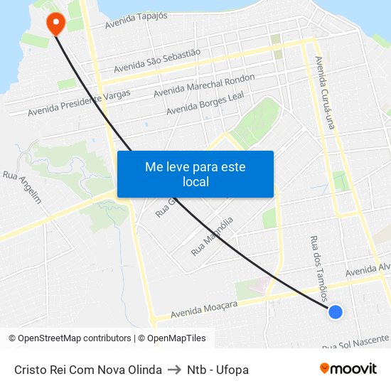 Cristo Rei Com Nova Olinda to Ntb - Ufopa map