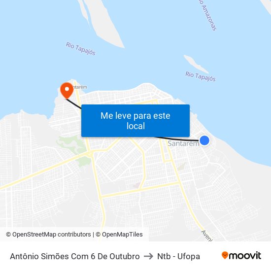 Antônio Simões Com 6 De Outubro to Ntb - Ufopa map