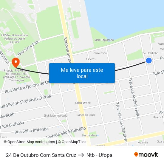 24 De Outubro Com Santa Cruz to Ntb - Ufopa map