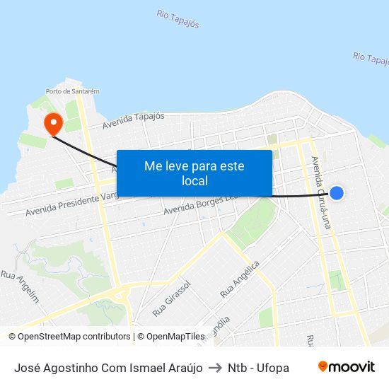 José Agostinho Com Ismael Araújo to Ntb - Ufopa map