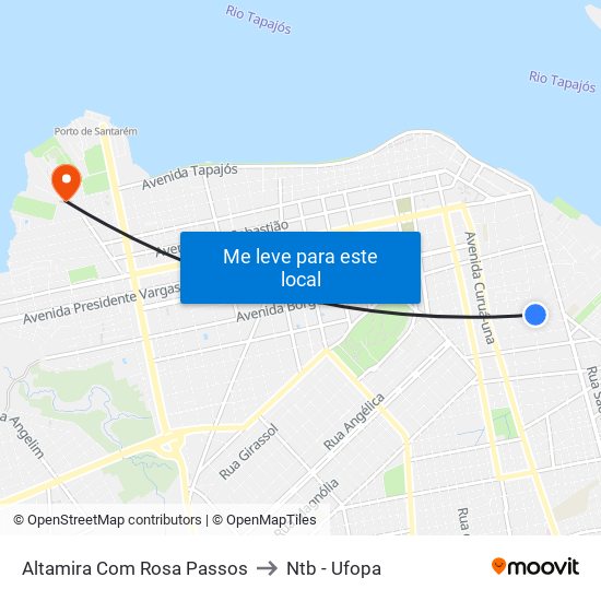 Altamira Com Rosa Passos to Ntb - Ufopa map