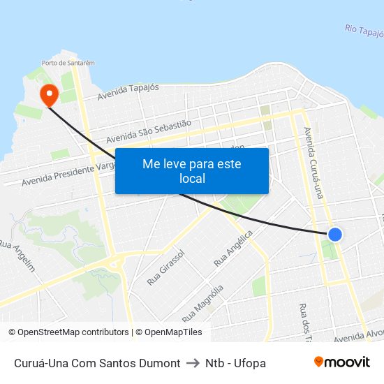 Curuá-Una Com Santos Dumont to Ntb - Ufopa map