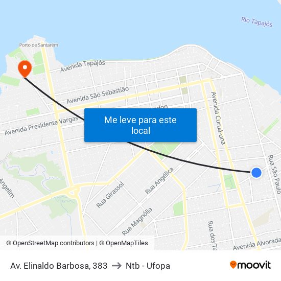 Av. Elinaldo Barbosa, 383 to Ntb - Ufopa map