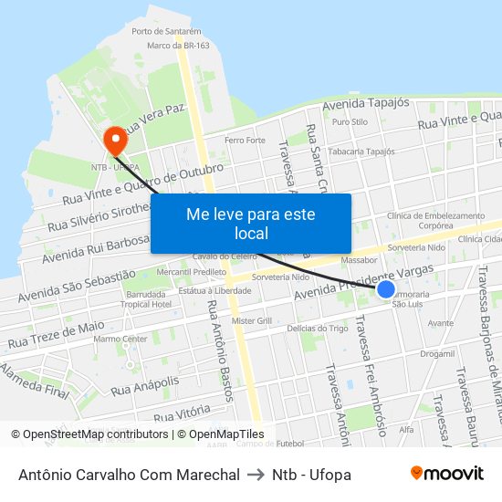 Antônio Carvalho Com Marechal to Ntb - Ufopa map