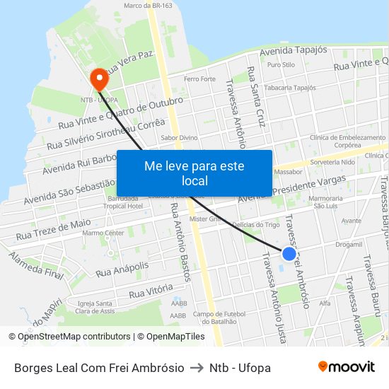 Borges Leal Com Frei Ambrósio to Ntb - Ufopa map