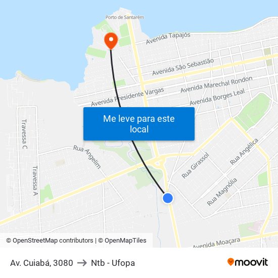Av. Cuiabá, 3080 to Ntb - Ufopa map