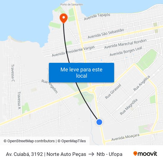 Av. Cuiabá, 3192 | Norte Auto Peças to Ntb - Ufopa map