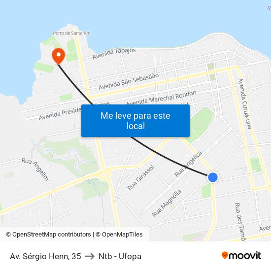 Av. Sérgio Henn, 35 to Ntb - Ufopa map