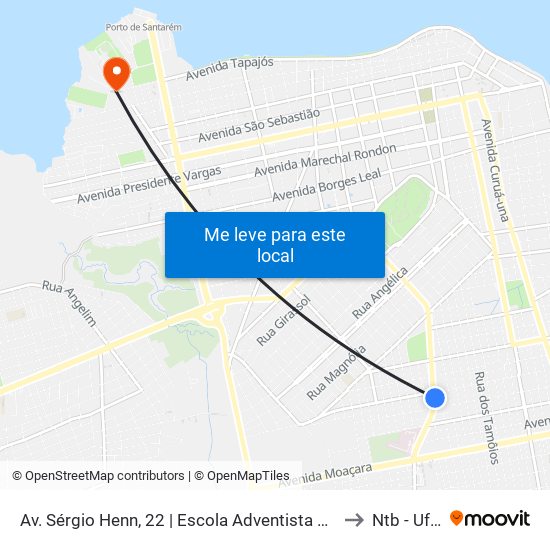 Av. Sérgio Henn, 22 | Escola Adventista De Santarém to Ntb - Ufopa map