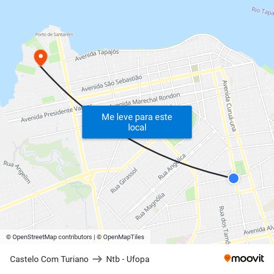 Castelo Com Turiano to Ntb - Ufopa map