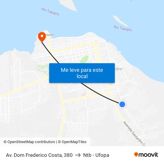 Av. Dom Frederico Costa, 380 to Ntb - Ufopa map