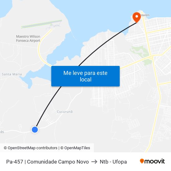 Pa-457 | Comunidade Campo Novo to Ntb - Ufopa map