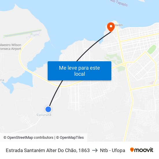 Estrada Santarém Alter Do Chão, 1863 to Ntb - Ufopa map