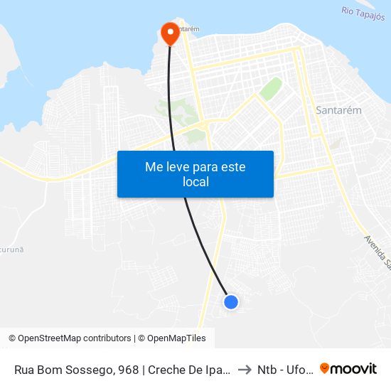 Rua Bom Sossego, 968 | Creche De Ipanema to Ntb - Ufopa map