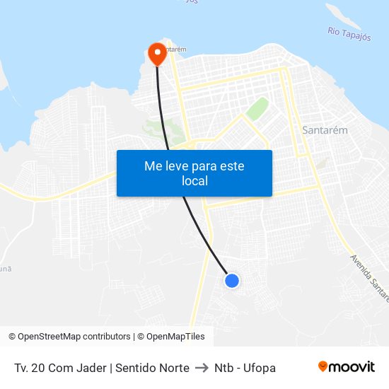 Tv. 20 Com Jader | Sentido Norte to Ntb - Ufopa map