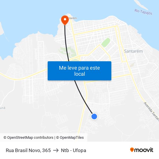 Rua Brasil Novo, 365 to Ntb - Ufopa map