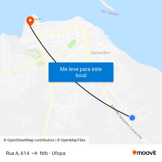 Rua A, 614 to Ntb - Ufopa map