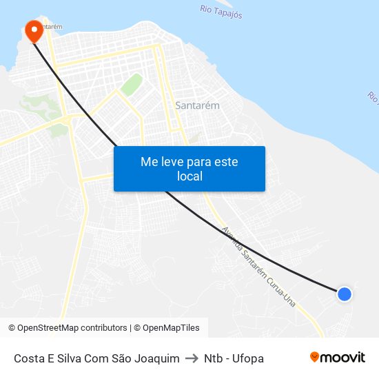 Costa E Silva Com São Joaquim to Ntb - Ufopa map