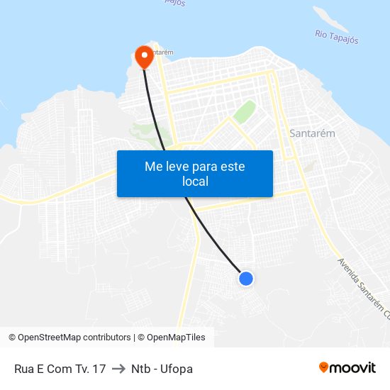 Rua E Com Tv. 17 to Ntb - Ufopa map