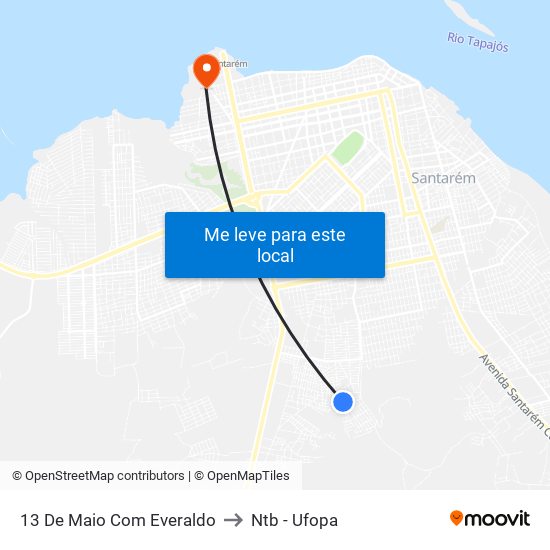 13 De Maio Com Everaldo to Ntb - Ufopa map