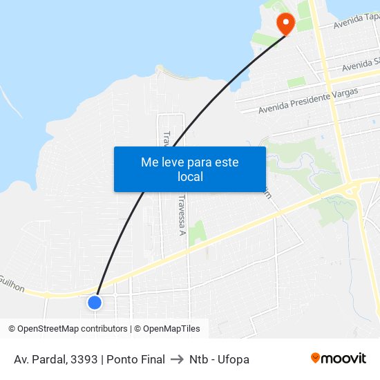 Av. Pardal, 3393 | Ponto Final to Ntb - Ufopa map