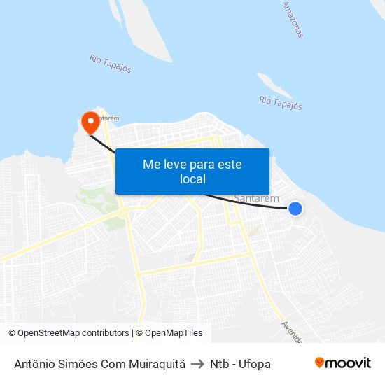 Antônio Simões Com Muiraquitã to Ntb - Ufopa map