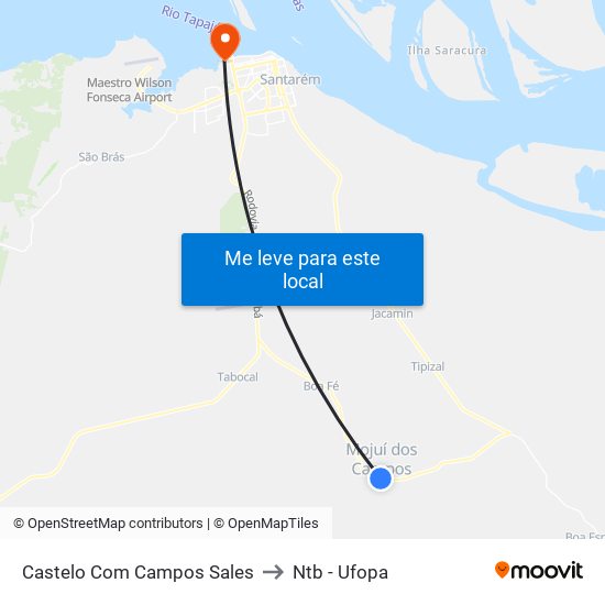 Castelo Com Campos Sales to Ntb - Ufopa map