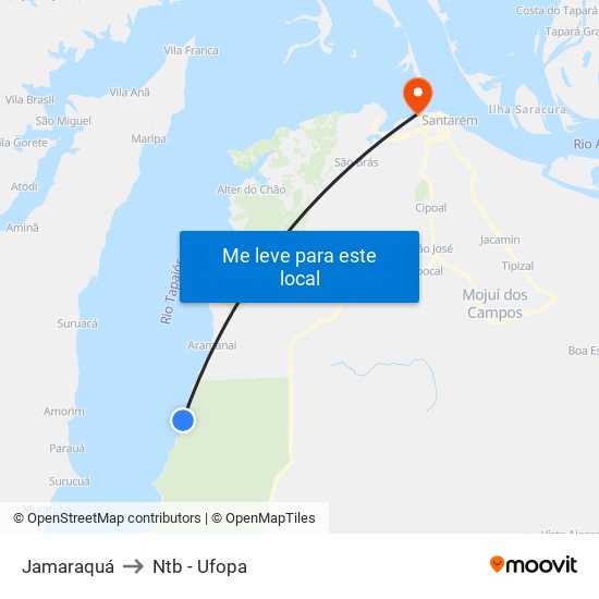 Jamaraquá to Ntb - Ufopa map