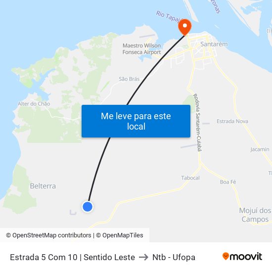 Estrada 5 Com 10 | Sentido Leste to Ntb - Ufopa map