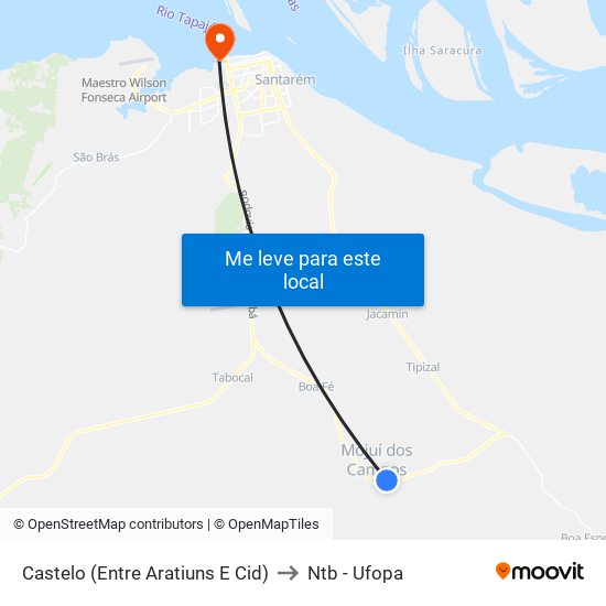 Castelo (Entre Aratiuns E Cid) to Ntb - Ufopa map