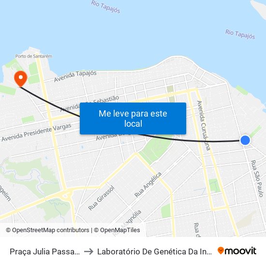 Praça Julia Passarinho to Laboratório De Genética Da Interação map