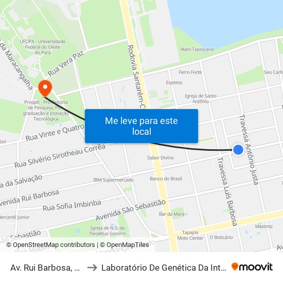 Av. Rui Barbosa, 2712 to Laboratório De Genética Da Interação map