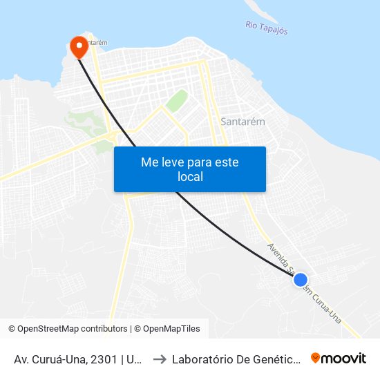 Av. Curuá-Una, 2301 | Ubs Jardelândia to Laboratório De Genética Da Interação map