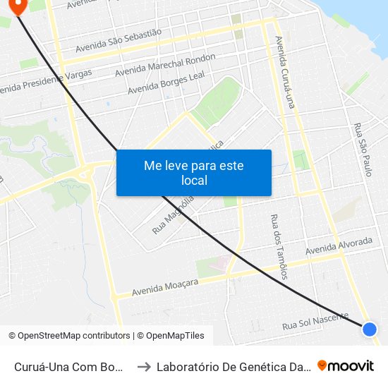 Curuá-Una Com Bom Jardim to Laboratório De Genética Da Interação map