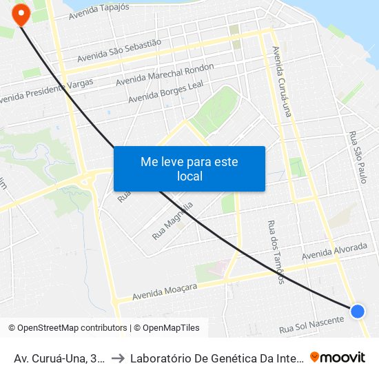 Av. Curuá-Una, 3981 to Laboratório De Genética Da Interação map