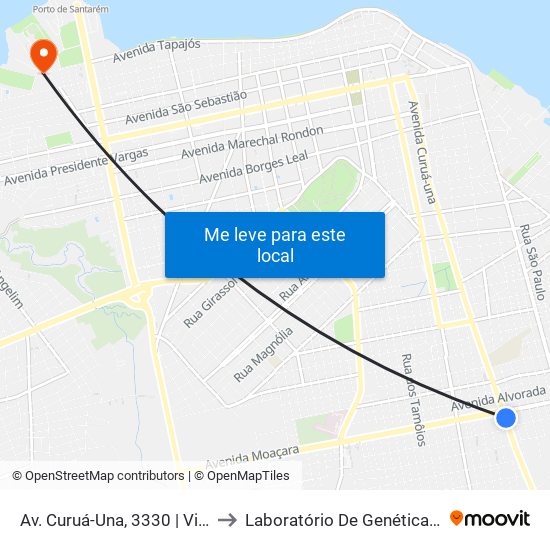 Av. Curuá-Una, 3330 | Viação Borges to Laboratório De Genética Da Interação map