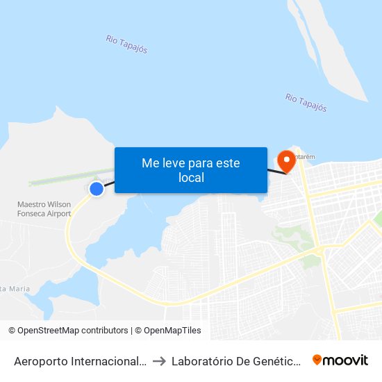 Aeroporto Internacional De Santarém to Laboratório De Genética Da Interação map