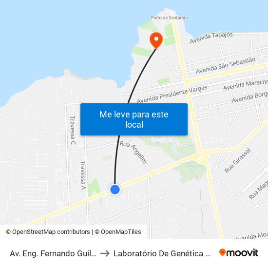 Av. Eng. Fernando Guilhon, 1777 to Laboratório De Genética Da Interação map