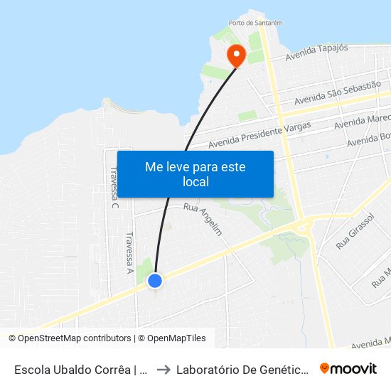 Escola Ubaldo Corrêa | Sentido Oeste to Laboratório De Genética Da Interação map