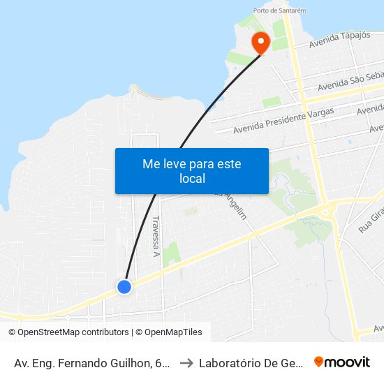Av. Eng. Fernando Guilhon, 6538 | Rio Tapajós Shopping to Laboratório De Genética Da Interação map