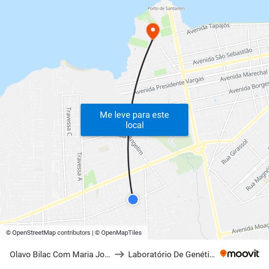 Olavo Bilac Com Maria José | Sentido Leste to Laboratório De Genética Da Interação map